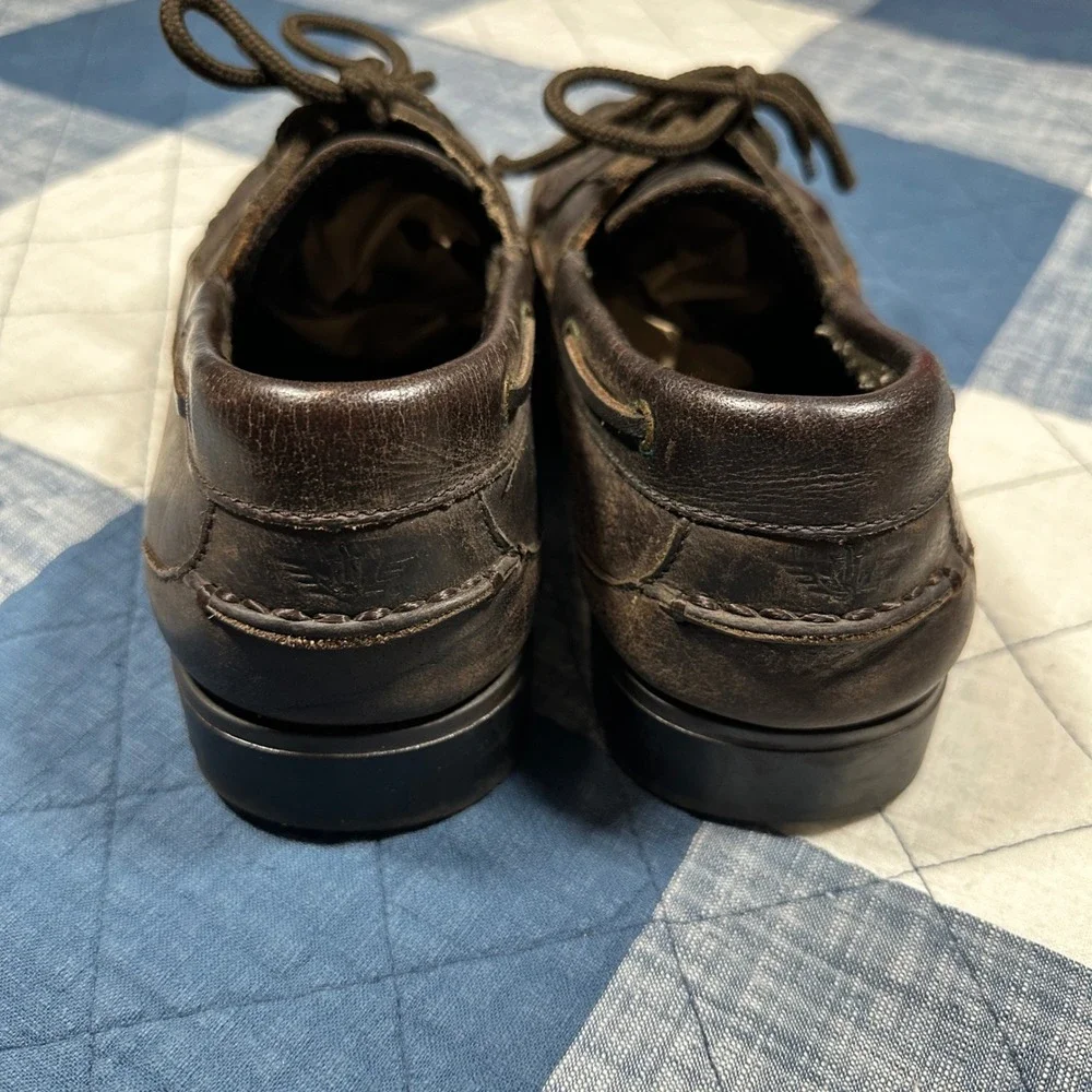 Dockers Mens FPC-1401 Brown Leather Lug Sole Boat Shoes Size 9M Rugged Loafers